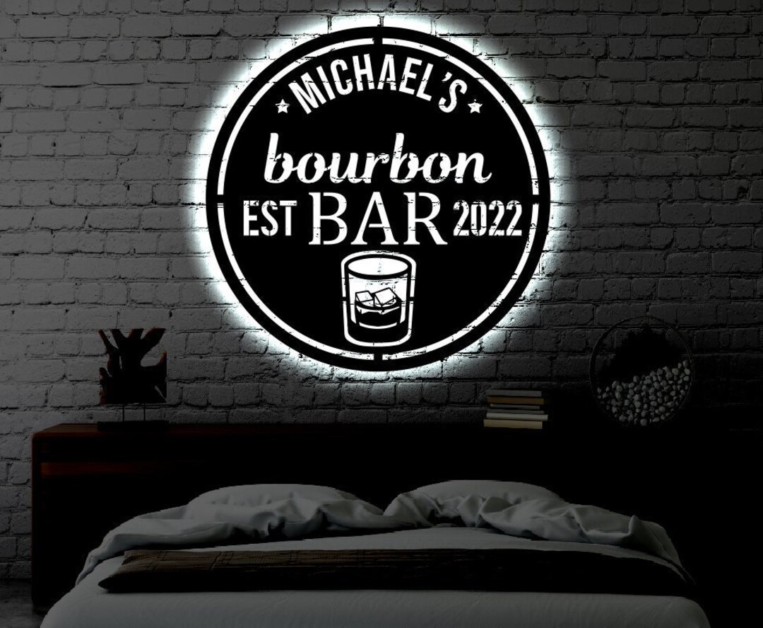 Personalized Bar LED Metal Art Sign / Light up Bar Metal Sign / Multi