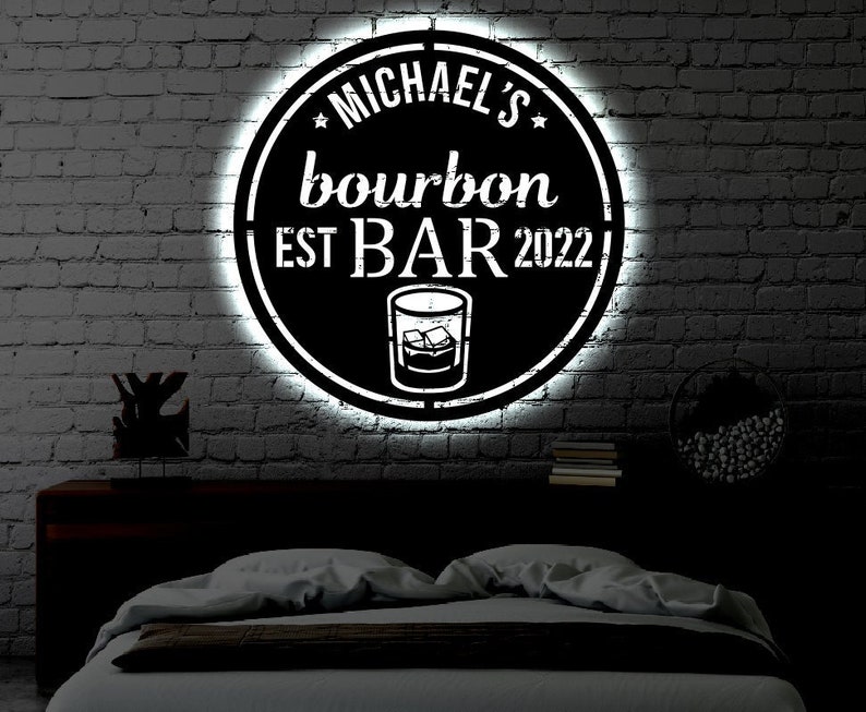 Personalized Bar LED Metal Art Sign / Light up Bar Metal Sign - Etsy