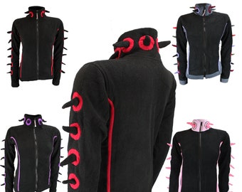 Spikey Fleece Jacket Emo Goth Cyber Punk Style Zip Up