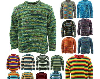 Plus Size Chunky Wool Knit Jumper 3XL 4XL Hippie Festival Space Dye Striped