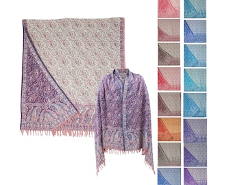 Soft Pashmina Shawl Wrap Warm Winter Scarf Reversible Paisley Patterns Womens Gift for Her