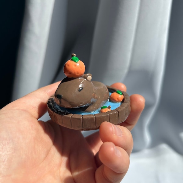 Capybara Mini Trinket Dish | Cute Capybara Desk Buddy | Clay Capybara Orange Bath