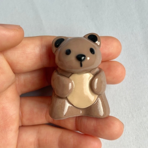 Cute Bear Desk Buddy | Clay Bear Figurine | Cozy Bear Friend