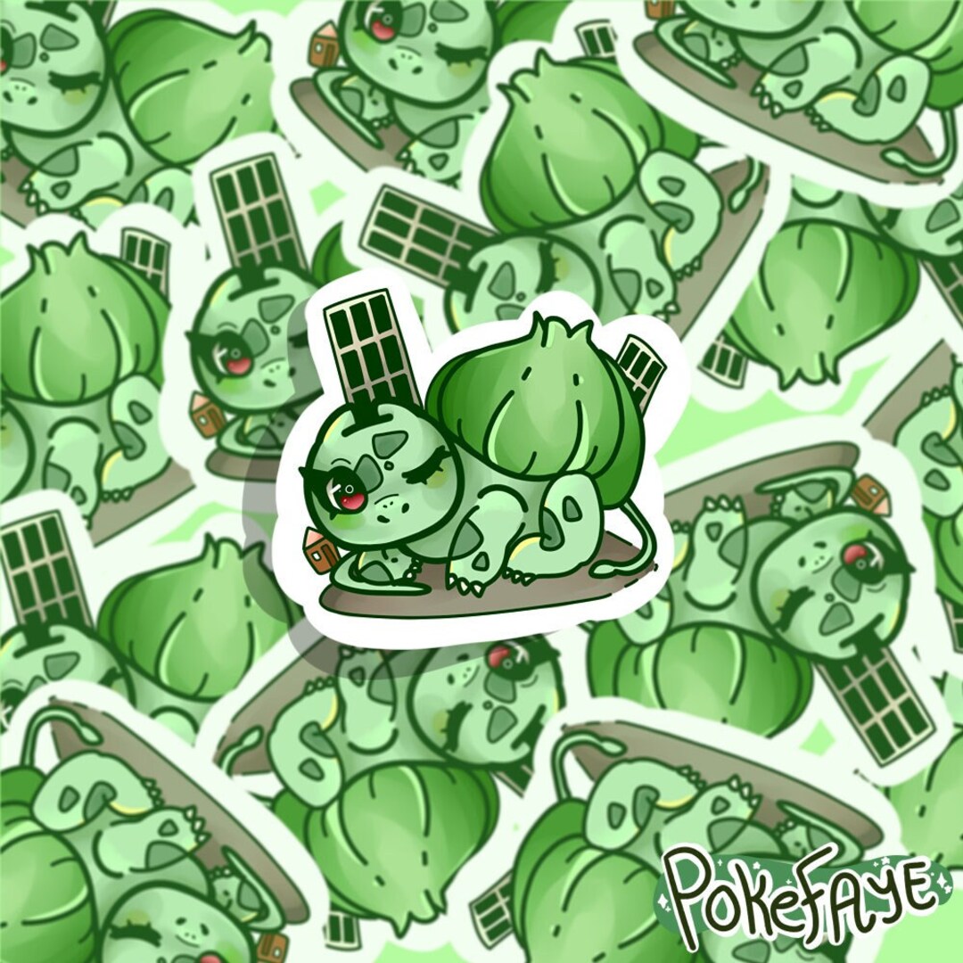 Bulbasaur Holographic Handmade Sticker, Kanto Trio Etsy