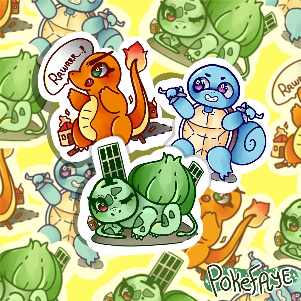 4 Sticker Sheet Pokemon Set - Charmander, Squirtle, Bulbasaur, MEW — Logan  Arch