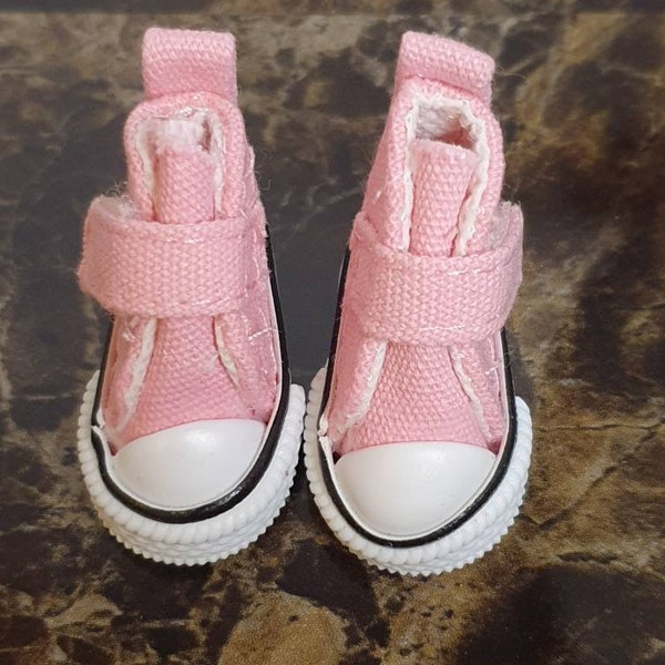 Unisex Doll's Size Pink Canvas Trainers Shoes Boots 3.5cm Sole Length for Dolls with Flat Feet