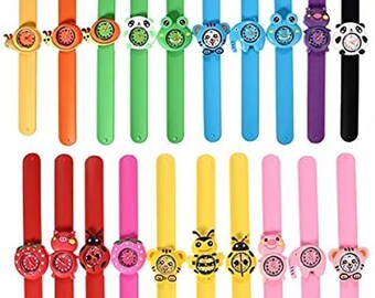 1x Children's Girl's Colours Snap Silicone Wrist Watch Animals Cartoon Design Watch Randomly selected