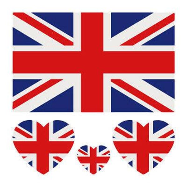 2x Small Sheet Union Jack Flag Patriotic Supporters Temporary Tattoos for Parties Festivals Football