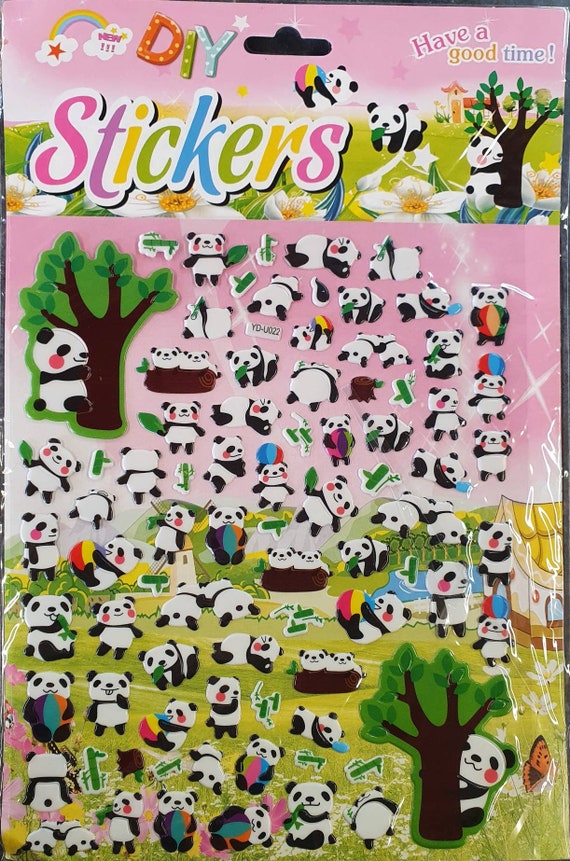 1x Hoja grande Reutilizable Blanco y Negro Lindo Dibujos animados Panda  Osos de peluche Puffy Pegatinas 3D para libros de manualidades para niños -   México