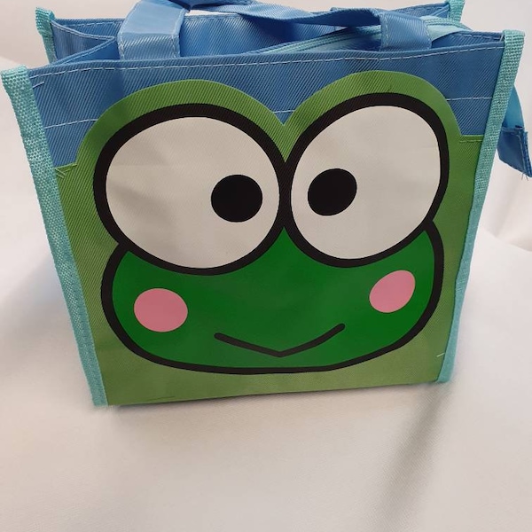 Ladies Kids Green Frog Eco Friendly Foldable Lunch Bag Reusable Made from Recycled Plastic Bottles