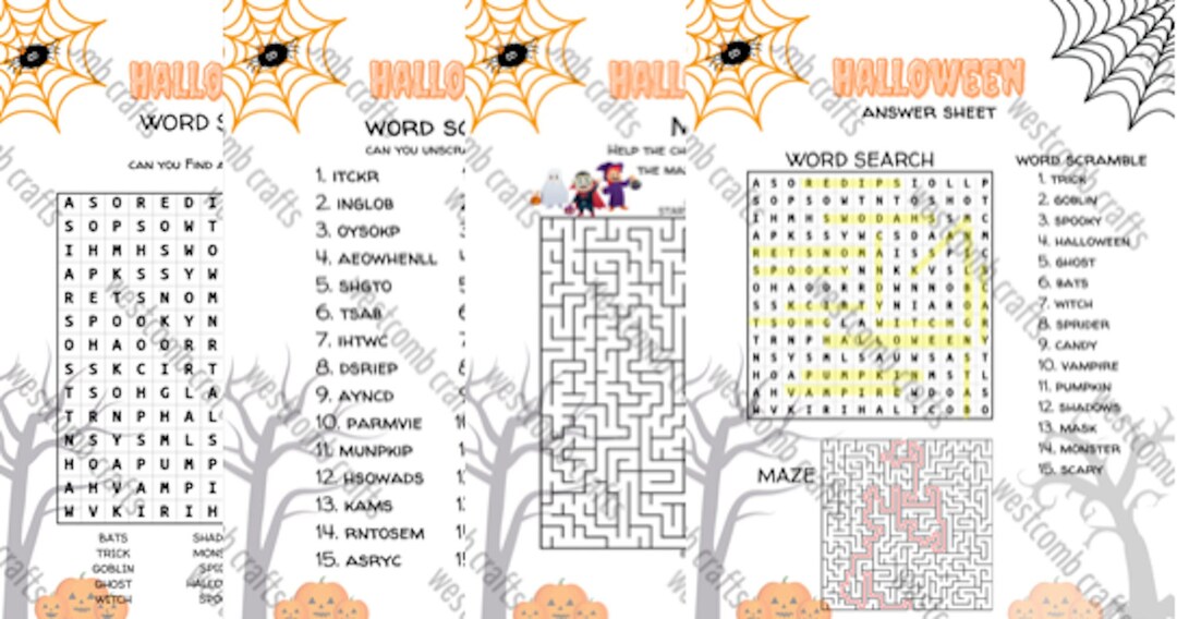 Happy Halloween Activity Book for Kids Ages 7-12: Funny Activity Books Color  Pages, Mazes, Word Search, Dot To Dot, Word Scrambles, Puzzles, Games and   Gift for 7-12 year old Boys and