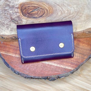 Akkordeon Snap Geldbörse | Lila Buttero und Natürliches Pueblo Italienisches Leder | 3 Taschen