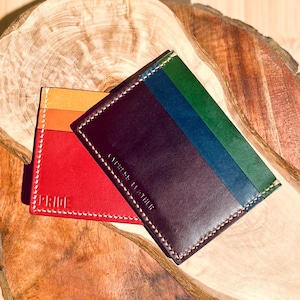 Pride Fitzgerald Wallet | Rainbow Buttero Italian Leather Minimalist Card Wallet | 5 Pockets