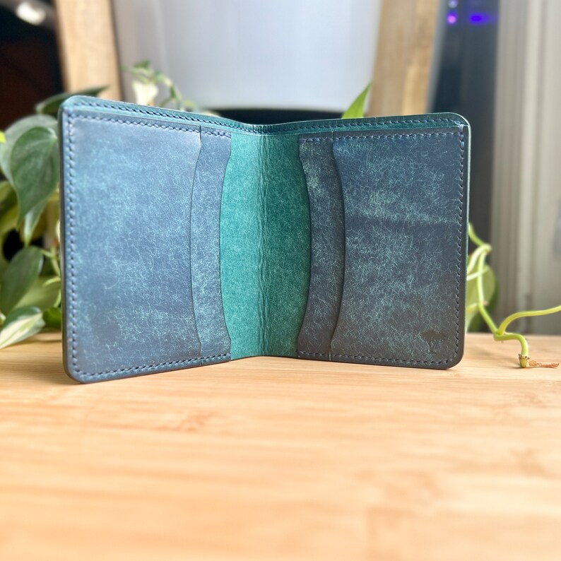 Wilder Wallet Navy and Turquoise Pueblo Italian Leather Bifold Wallet 5