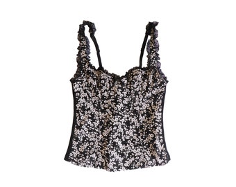Blumarine Vintage Floral print with ruffle and ribbon detailed corset Y2K