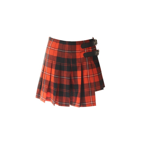 Vintage Dolce & Gabbana check mini pleated skirt with leather buckles Y2K 90S