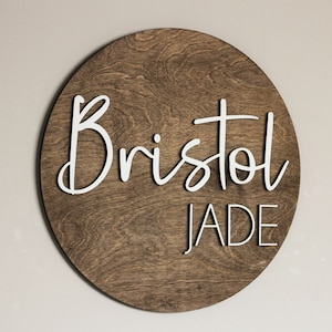 Round Name Sign for Nursery, Wooden Name Sign, Custom 3D Sign, Baby Shower, Sign for Girl, Sign for Boy, Round Baby Sign, Christmas Gift