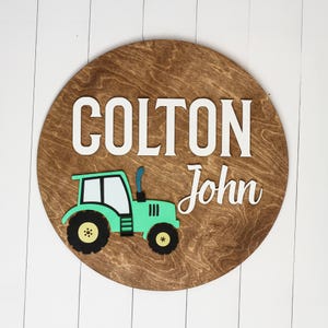 Tractor Nursery Sign, Personalized Wooden Name Sign for Boys, Farm Theme Wall Decor for Kids Room, Baby Shower Gift