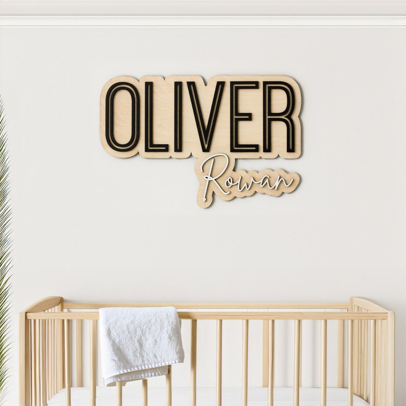 Layered Wood Name Sign, Nursery Wall Decor - Etsy