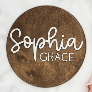 Round 3D Nursery Name Sign l Wooden Name Sign l Custom Wood Baby Sign l 12-36 inches Round Sign l Newborn Round Sign l Name Reveal