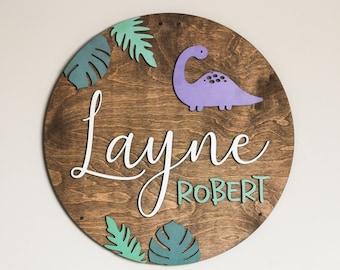 Custom Dinosaur Name Sign | Wooden Nursery Decor