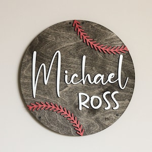 Baseball Name Sign l Nursery Decor l Kids Room Decor l Custom Baseball Name Sign l Baseball Baby Sign l Sports Nursery Decor l Round Sign