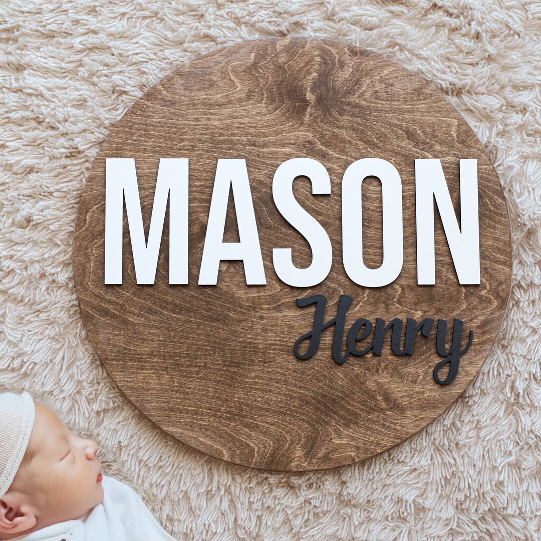 Personalized Wooden Nursery Name Sign, Custom 3D Decor for Baby Shower