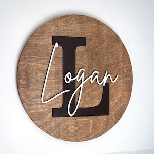 Custom Wooden Baby Name Sign, Nursery Decor, Round Monogram
