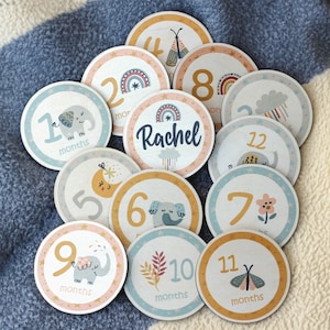 Cartes en bois Jalons l Animal jalon l Disques jalons mensuels en bois l Jalons mensuels l Cercles en bois l Accessoire photo l Cartes bébé