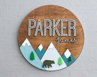Woodland Nursery Name Sign, Personalized Baby Room Decor