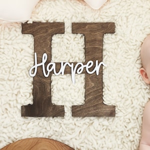Plaque initiales en bois | prénom pour chambre d'enfant | Lettre personnalisée pour chambre d'enfant | Décoration murale |  Initiale du prénom |  Cadeaux de Noël