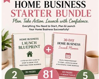 Home Business Starter Bundle, Business Startup Guide & 30 Day Launch Planner, Entrepreneur Workbook, Digital Download PDF