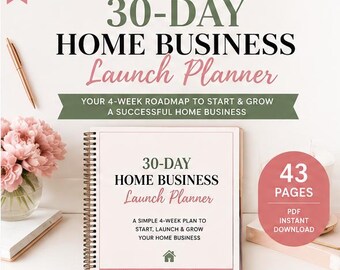 30 Day Business Launch Planner, Home Business Planner, Small Business Startup Workbook, Entrepreneur Digital Download PDF