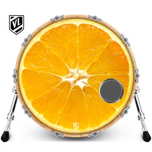 Custom Bass Drum Head with 4&quot; Port Ring - Orange Slice