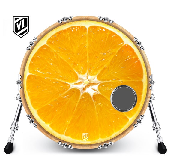 Custom Bass Drum Head With 4 Port Ring Orange Slice -  Canada