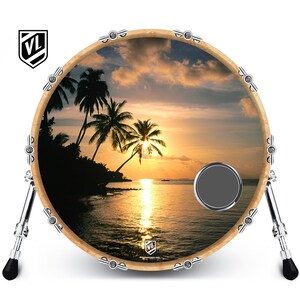 Custom Bass Drum Head with 4&quot; Port Ring - Tropical Sunset