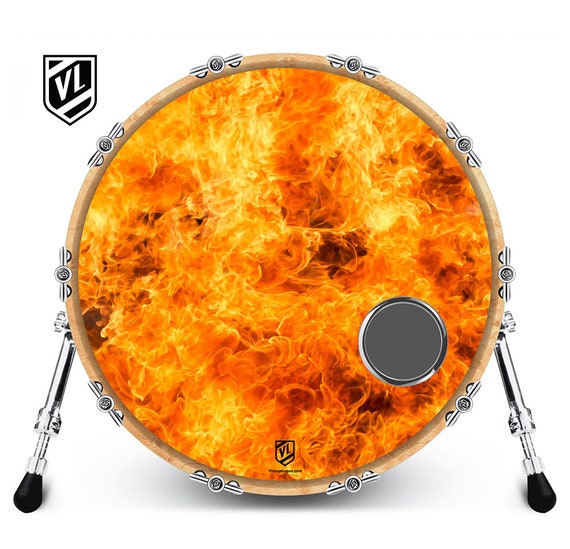 Custom Bass Drum Head With 4 Port Ring on Fire -  Canada