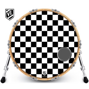 Custom Bass Drum Head with 4&quot; Port Ring - Checker