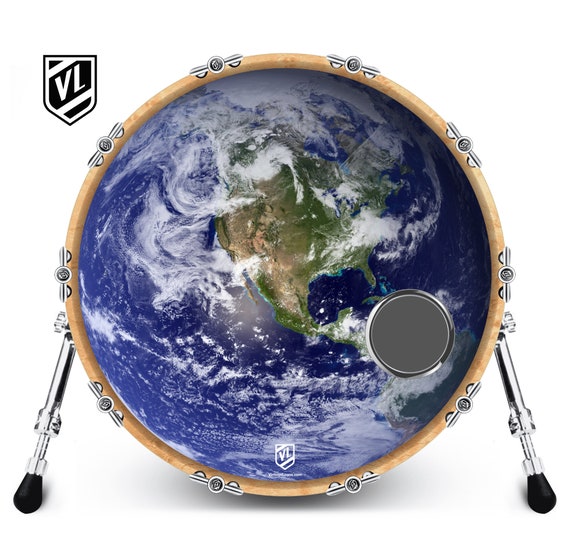 Custom Bass Drum Head With 4 Port Ring Earth 