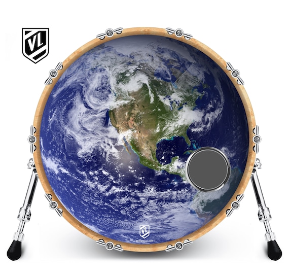 Custom Bass Drum Head With 4 Port Ring Earth 