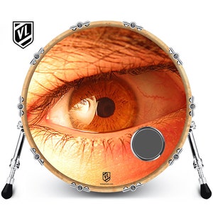 Custom Bass Drum Head with 4&quot; Port Ring - Evil Eye