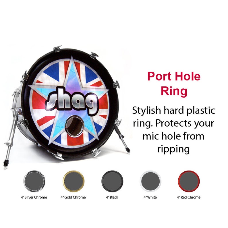 Custom Bass Drum Head With 4 Port Ring Smiley Etsy