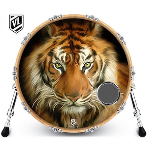 Custom Bass Drum Head with 4&quot; Port Ring - Tiger King