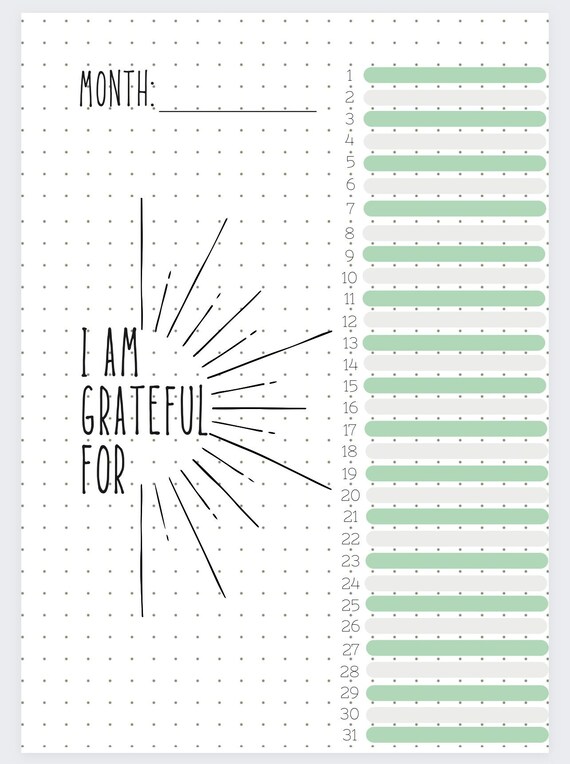 Gratitude Tracker Bullet Journal Instant Download PDF | Etsy