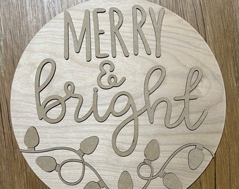 DIY Merry and Bright sign, DIY sign kit, Blank sign kit, Craft Night, DiY door hanger, Girls night craft