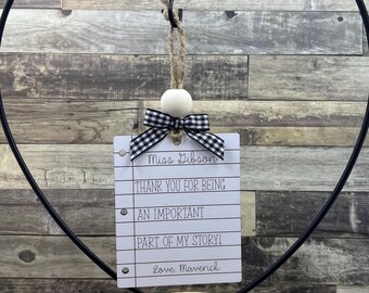 Personalized teacher  Notebook Story Ornament Gift Christmas Gifts Gift, Custom Gift, School Staff Gift Ornament, Gift from Student