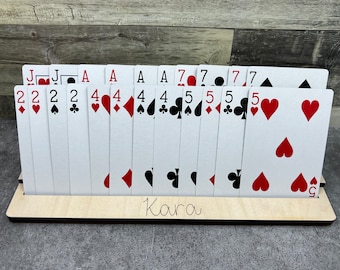 Personalized Playing Card holder for adults, elderly or kids, Game Night, card rack