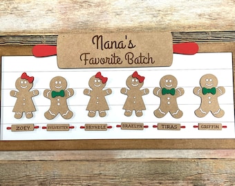 Personalized Gingerbread Sign, Grandchildren Personalized, Gingerbread Decor, Personalized Sign, Grandkids, Gift from kids, Grandmas kitchen