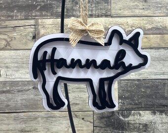 Personalized Farm Animal Pig Ornament,  Personalized Custom farmhouse, Pig Show, Pig Showing, 4H, 4 H