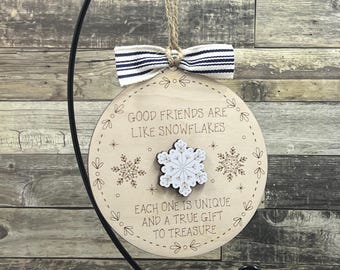 Best friend snowflake ornament sentimental, gifts for best friend, friendship gift, bff gift ornament, snowflake
